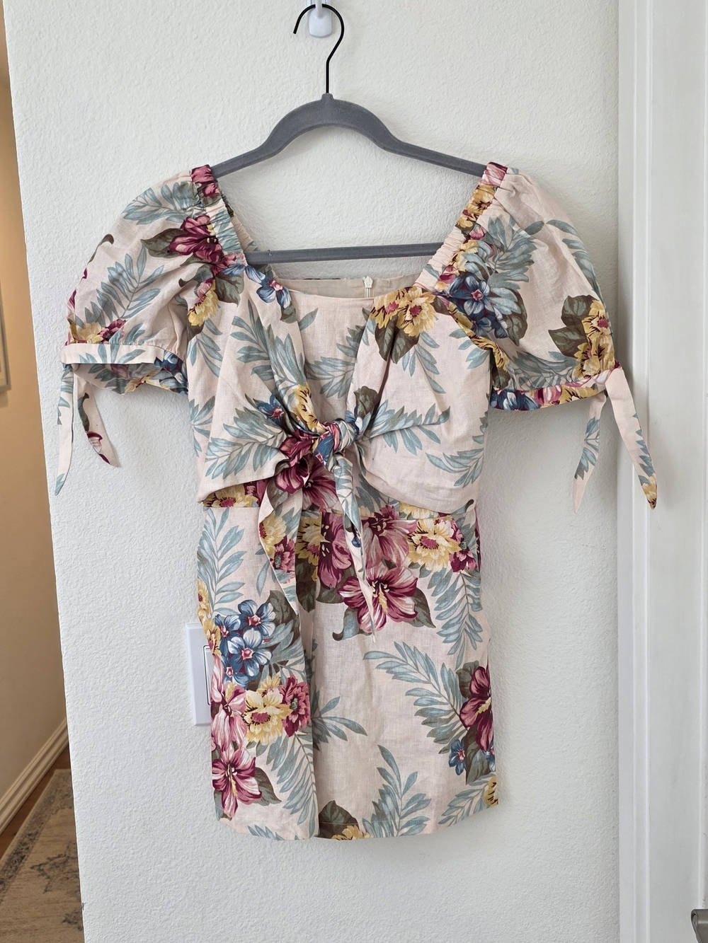Cottagecore Tropical Floral Romper S NWT Resort Boho Vacation Coastal